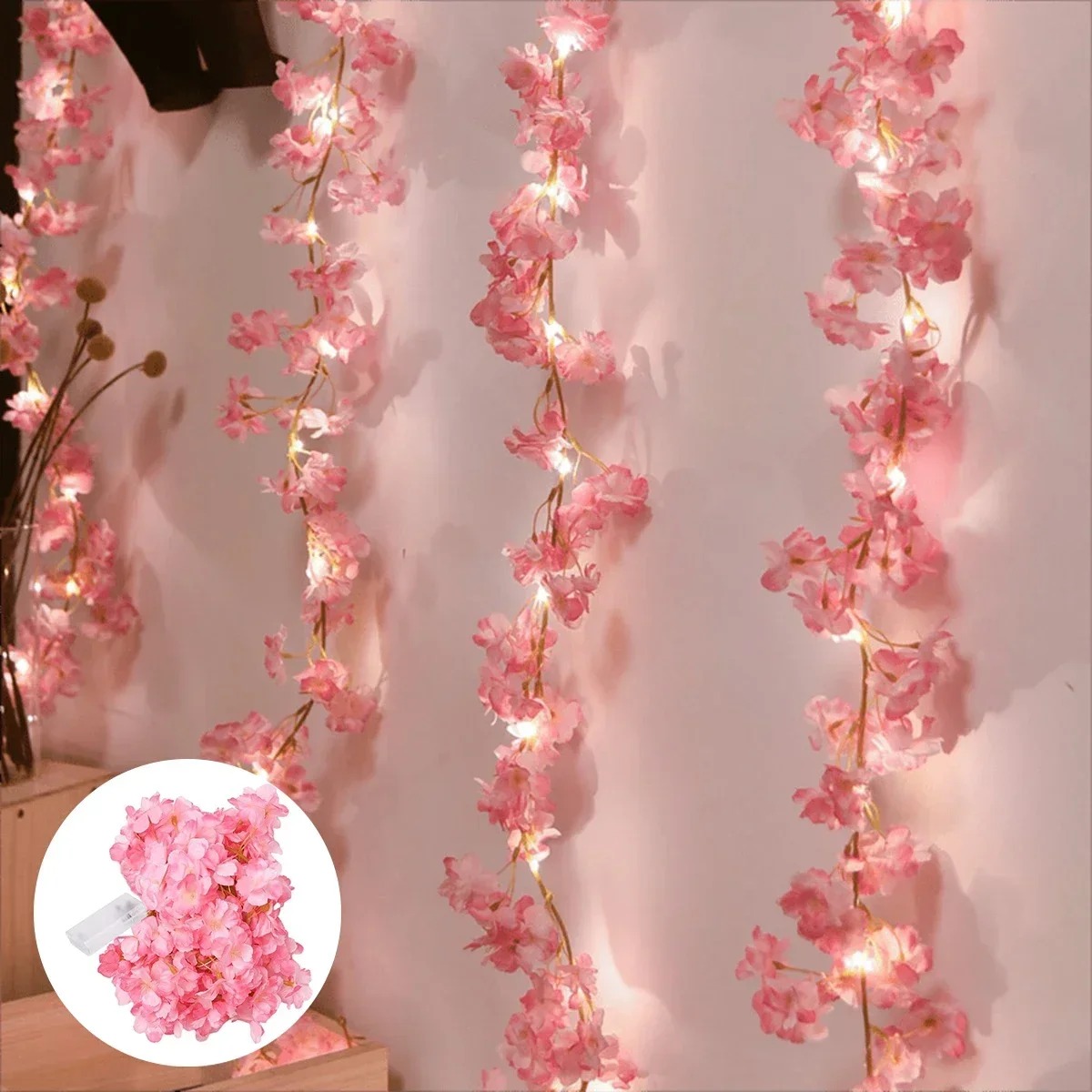 Gardening Tools Pink - 180CM różowe sztuczne kwiaty lampa LED