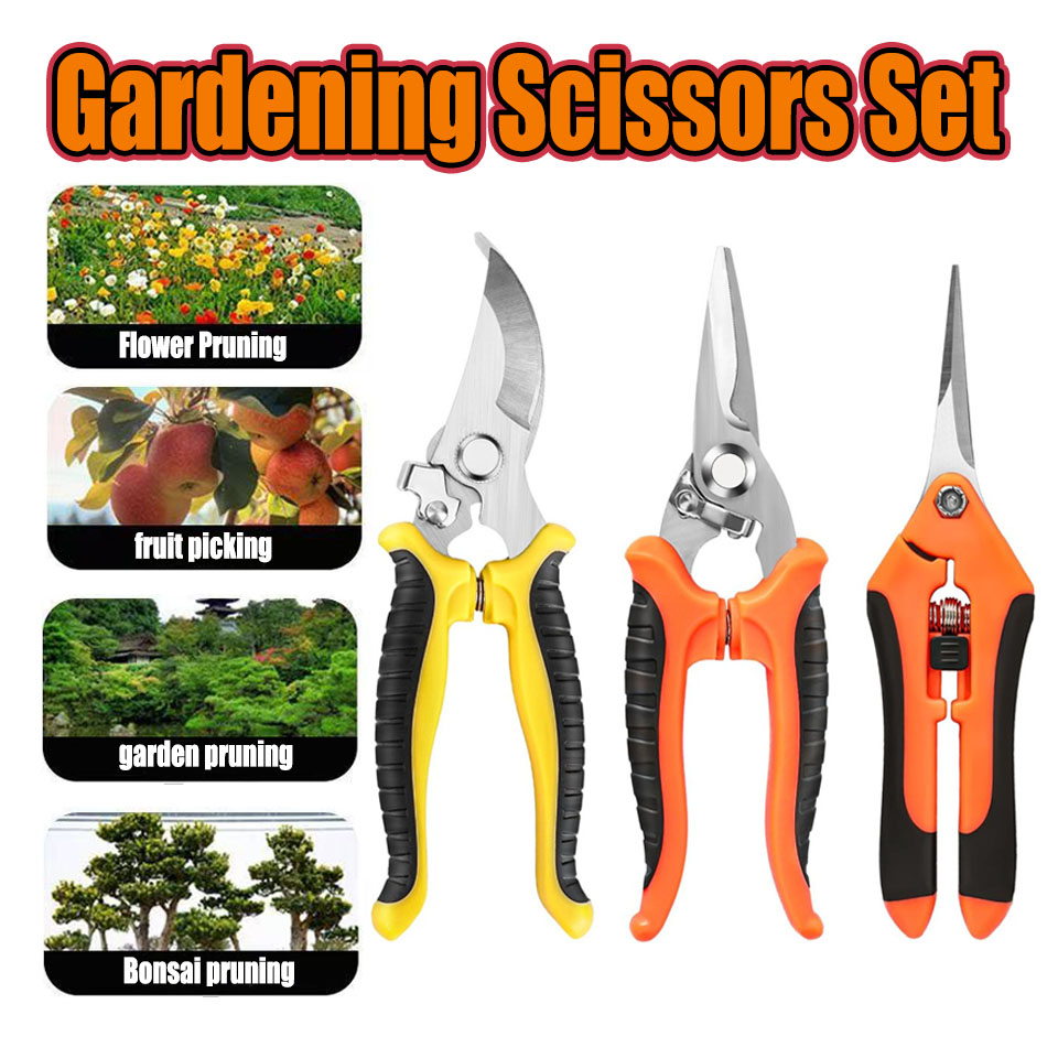 Gardening Tools Pink - Zestaw 3 nożyc ogrodniczych z ergonomicznymi,