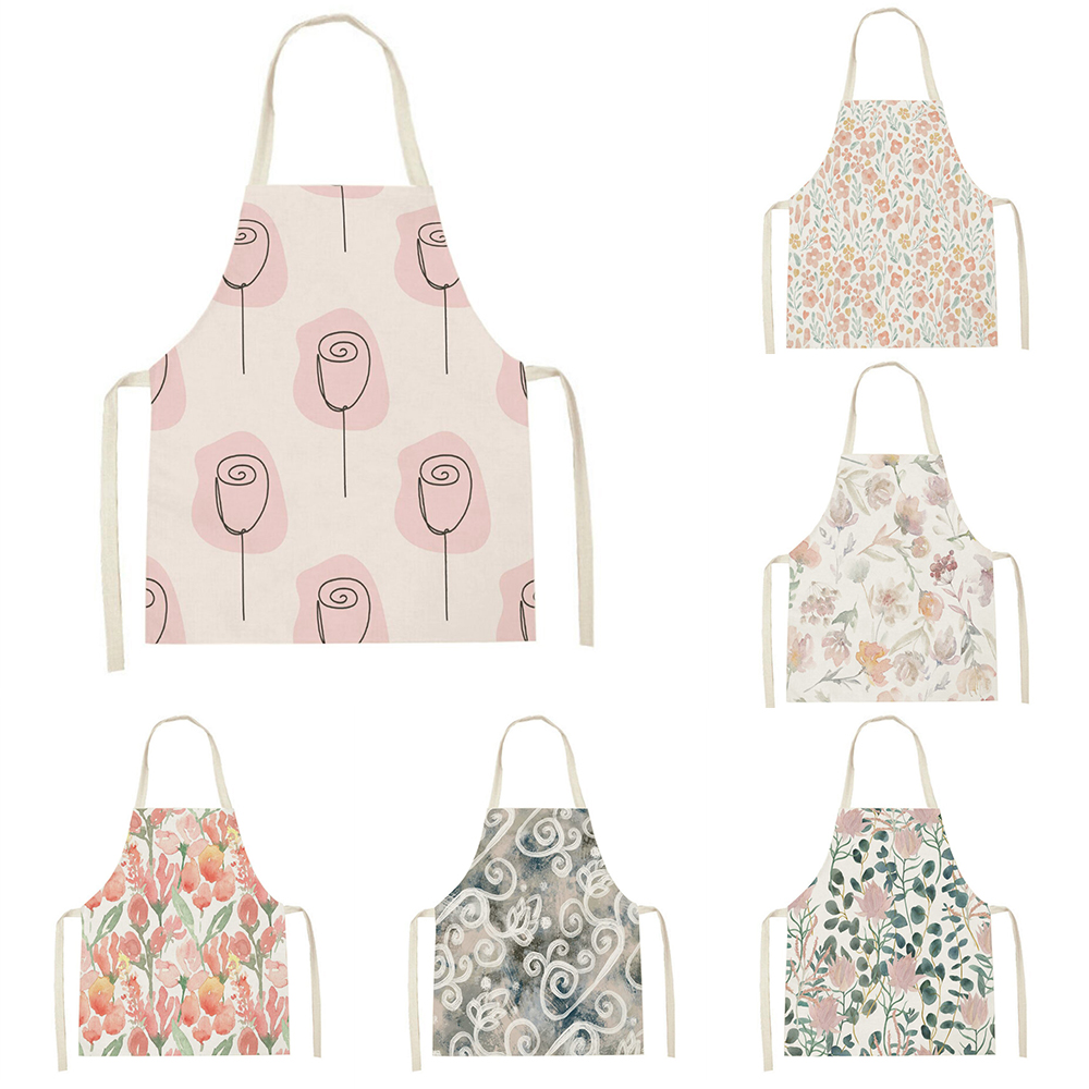 Gardening Tools Pink - Różowy tulipan fartuch kuchenny czyszczenie kwiatowy