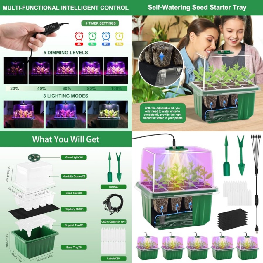 Greenhouse Mini Indoor - Taca do rozsady z oświetleniem, 6