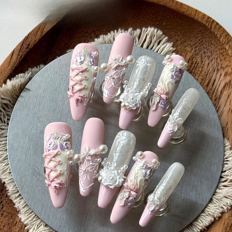 Gardening Tools Pink - Nail Art, zdobienie paznokci, trójwymiarowe, ręcznie