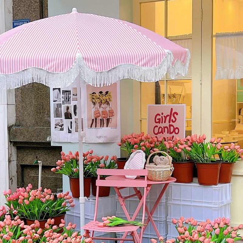 Parasol ogrodowy w różowe pask – Gardening Tools Pink recenzja i cena