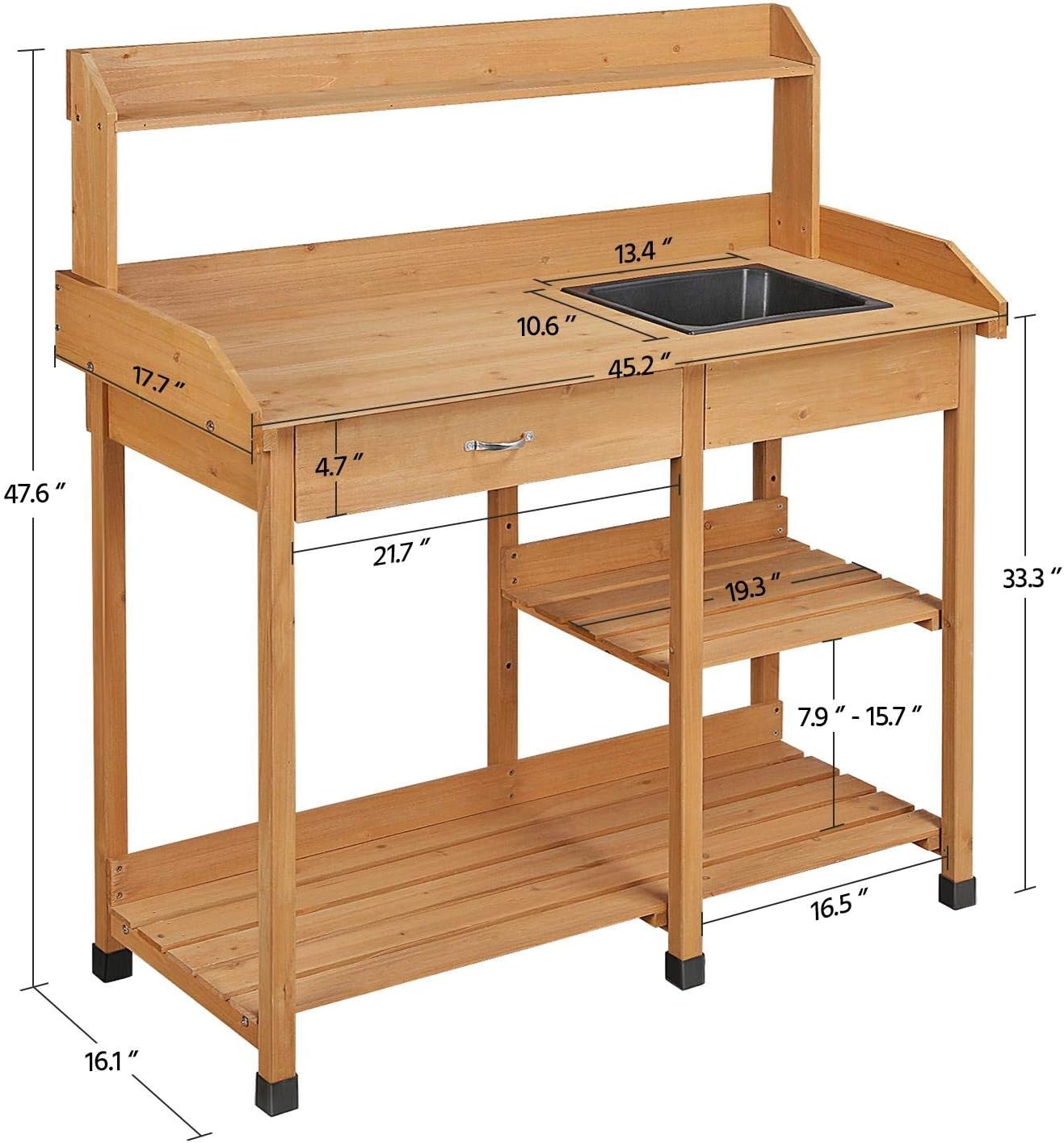 Stół ogrodniczy z zlewem i szu – Gardening Tools Wooden recenzja i cena