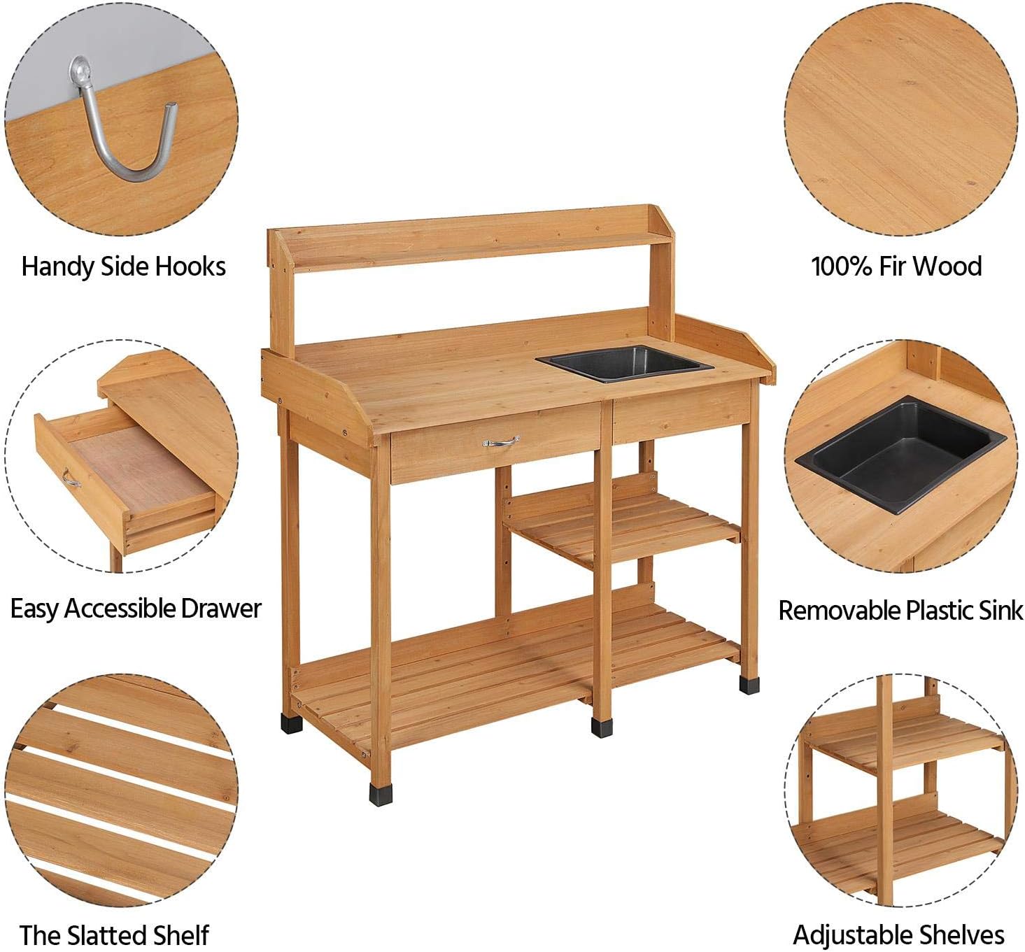 Stół ogrodniczy z zlewem i szu – Gardening Tools Wooden recenzja i cena