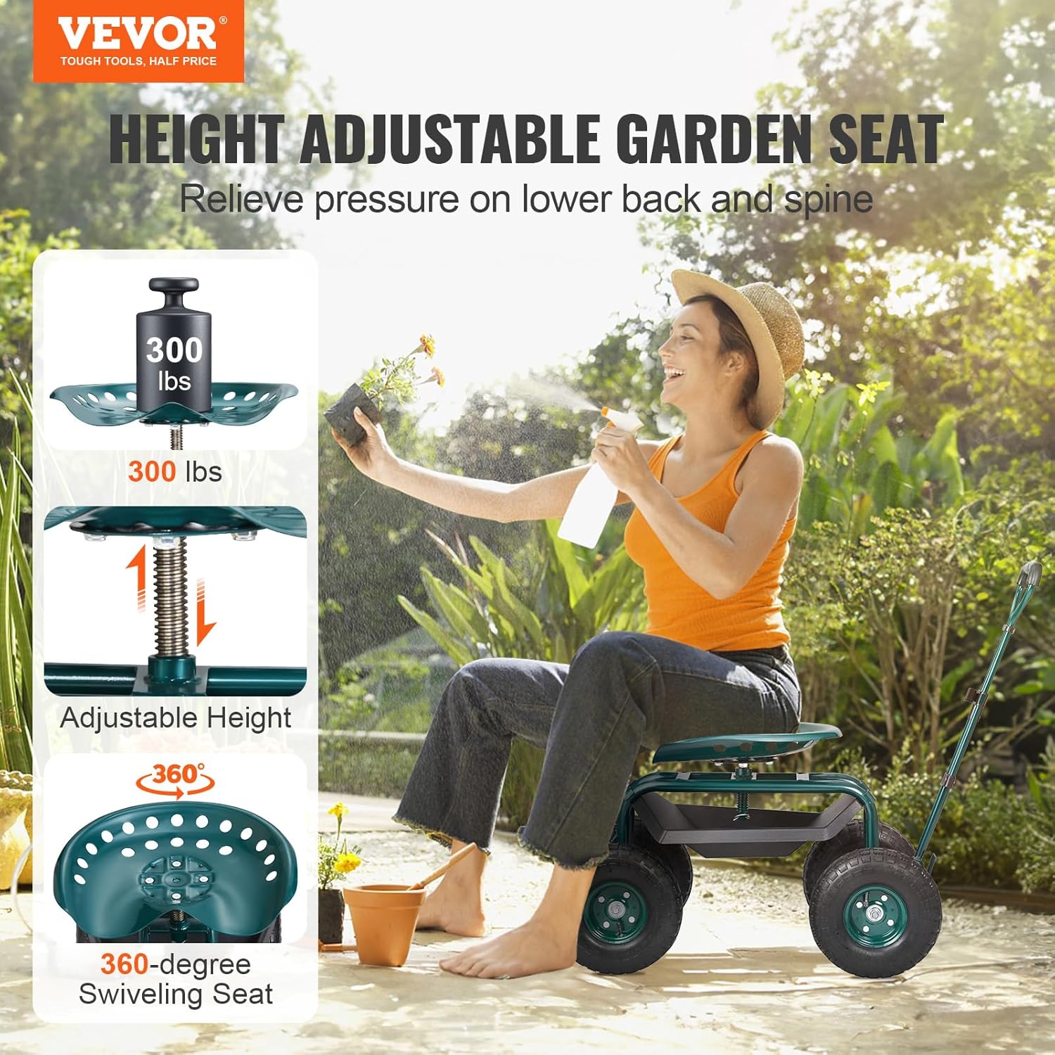 Wózek ogrodowy z kółkami i sie – Gardening Tools Green recenzja i cena