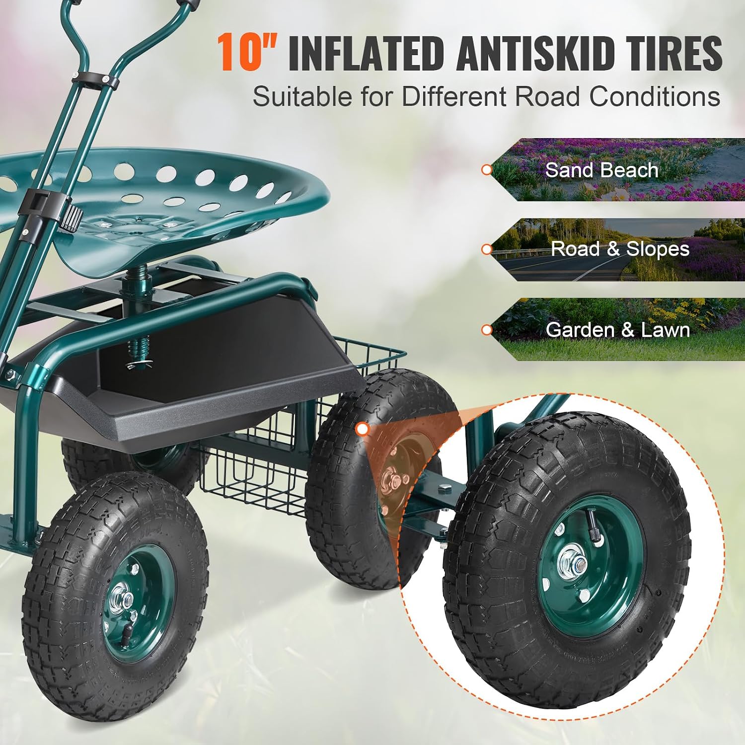 Wózek ogrodowy z kółkami i sie – Gardening Tools Green recenzja i cena